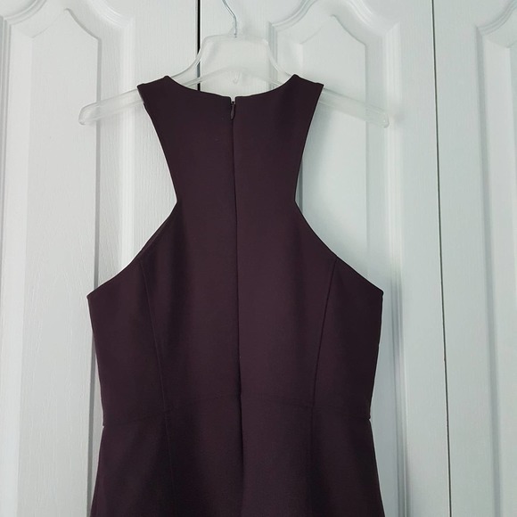Cinq a Sept Dark Cherry Melina Halter Style Open Shoulder Cocktail Sheath Dress - Picture 10 of 16